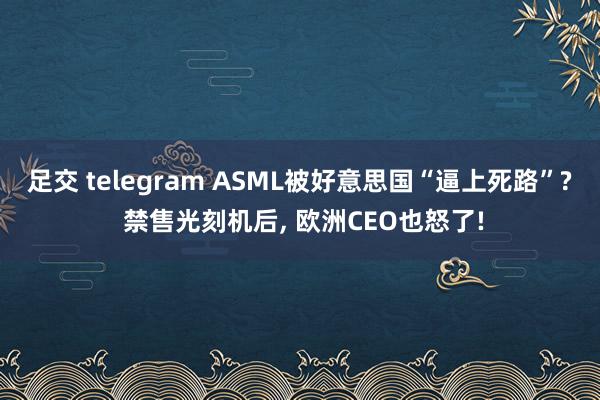 足交 telegram ASML被好意思国“逼上死路”? 禁售光刻机后， 欧洲CEO也怒了!