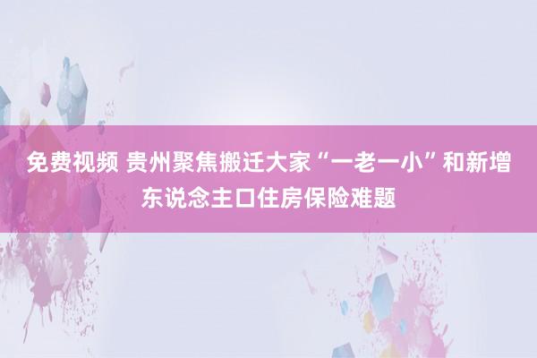 免费视频 贵州聚焦搬迁大家“一老一小”和新增东说念主口住房保险难题