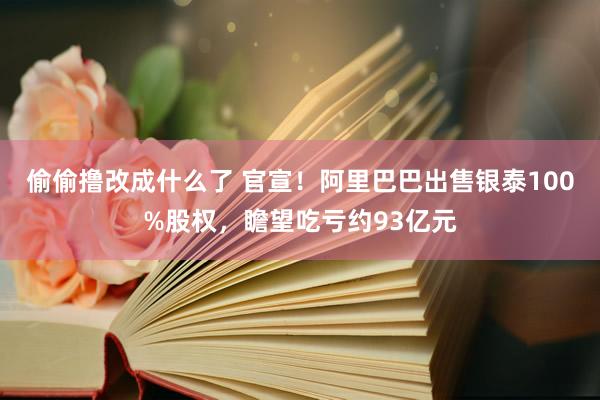 偷偷撸改成什么了 官宣！阿里巴巴出售银泰100%股权，瞻望吃亏约93亿元