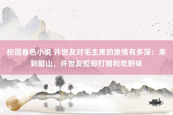 校园春色小说 许世友对毛主席的激情有多深：来到韶山，许世友拒却打猎和吃野味