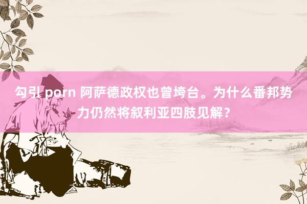 勾引 porn 阿萨德政权也曾垮台。为什么番邦势力仍然将叙利亚四肢见解？
