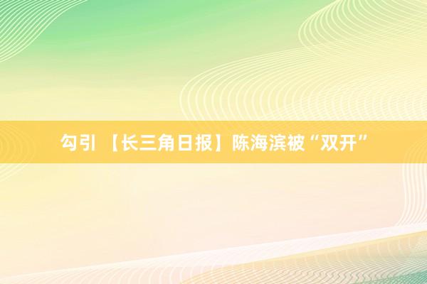 勾引 【长三角日报】陈海滨被“双开”