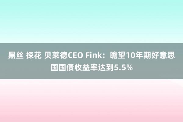 黑丝 探花 贝莱德CEO Fink：瞻望10年期好意思国国债收益率达到5.5%
