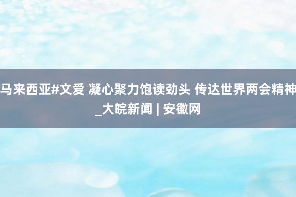 马来西亚#文爱 凝心聚力饱读劲头 传达世界两会精神_大皖新闻 | 安徽网