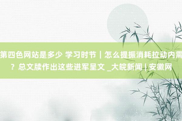 第四色网站是多少 学习时节｜怎么提振消耗拉动内需？总文牍作出这些进军呈文 _大皖新闻 | 安徽网