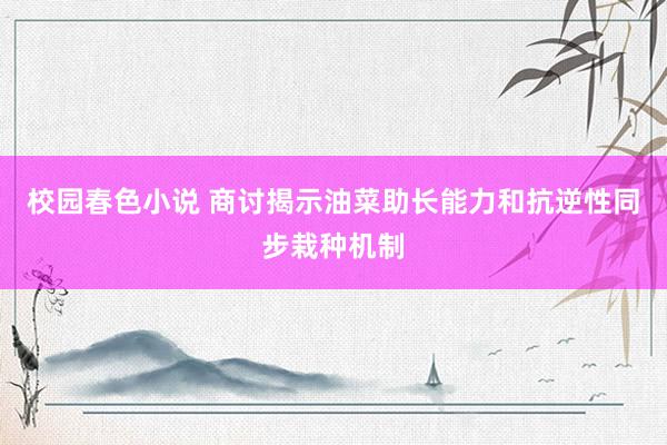 校园春色小说 商讨揭示油菜助长能力和抗逆性同步栽种机制