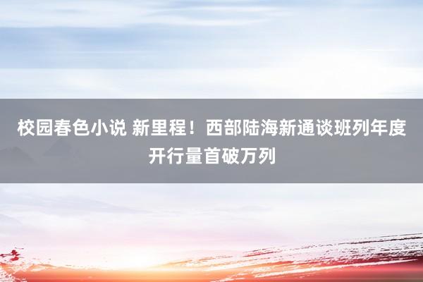 校园春色小说 新里程！西部陆海新通谈班列年度开行量首破万列