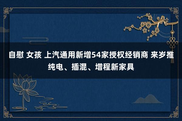 自慰 女孩 上汽通用新增54家授权经销商 来岁推纯电、插混、增程新家具