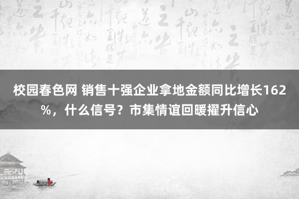 校园春色网 销售十强企业拿地金额同比增长162%，什么信号？市集情谊回暖擢升信心