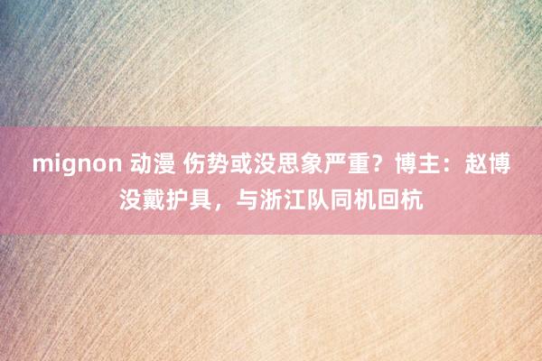 mignon 动漫 伤势或没思象严重？博主：赵博没戴护具，与浙江队同机回杭