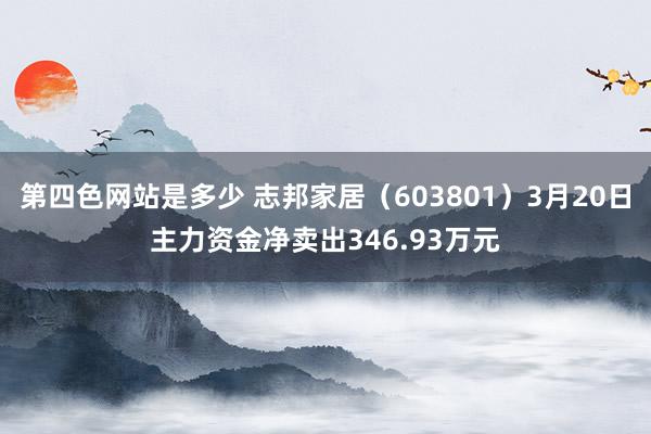 第四色网站是多少 志邦家居（603801）3月20日主力资金净卖出346.93万元