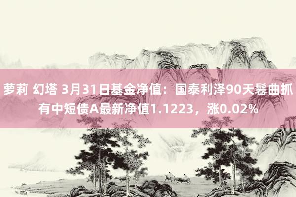 萝莉 幻塔 3月31日基金净值：国泰利泽90天鬈曲抓有中短债A最新净值1.1223，涨0.02%