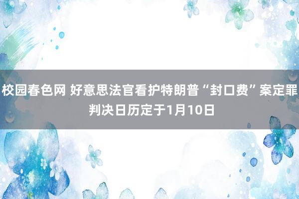 校园春色网 好意思法官看护特朗普“封口费”案定罪 判决日历定于1月10日
