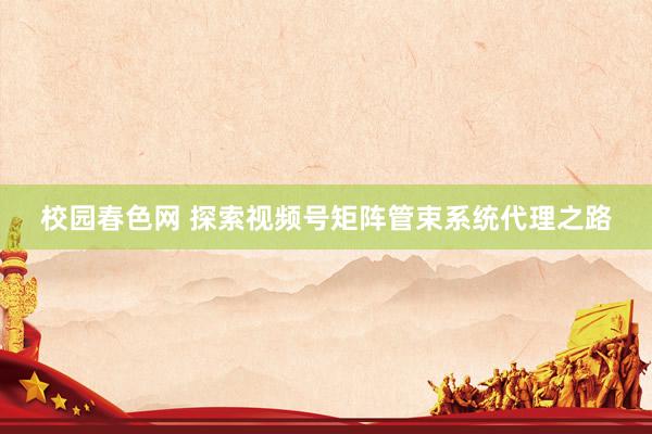 校园春色网 探索视频号矩阵管束系统代理之路