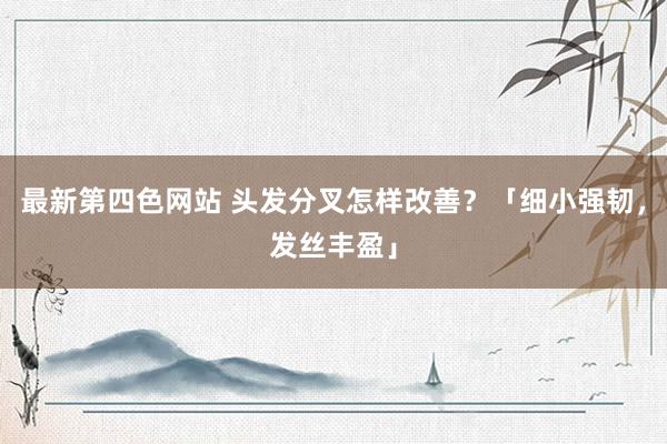 最新第四色网站 头发分叉怎样改善？「细小强韧，发丝丰盈」